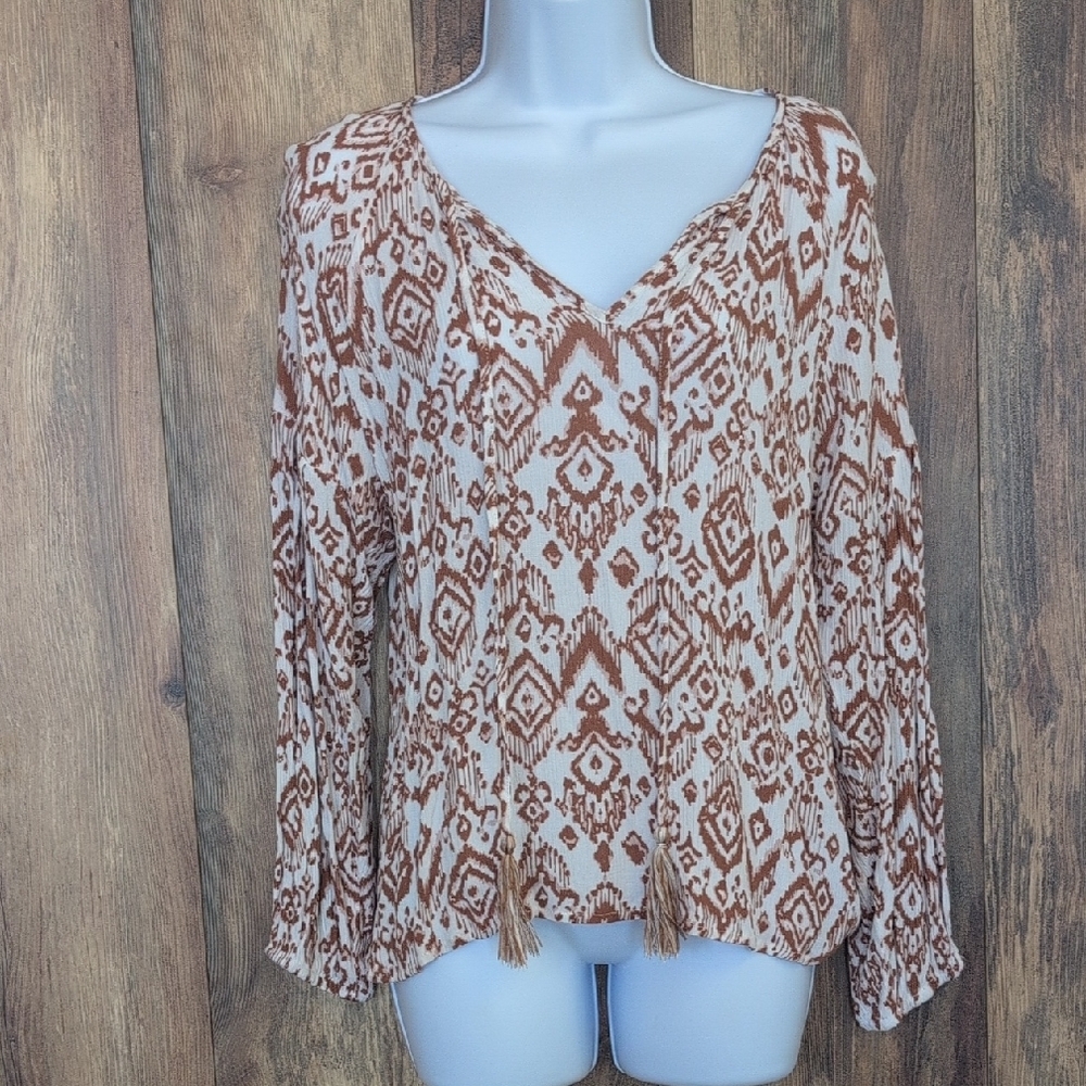 Geometric Women's V Neck Blouse S                                          L101